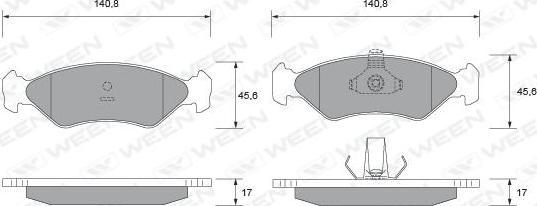Ween 151-1724 - Комплект спирачно феродо, дискови спирачки vvparts.bg