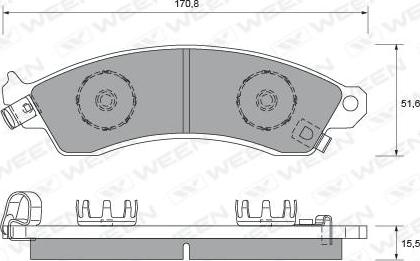 Ween 151-1727 - Комплект спирачно феродо, дискови спирачки vvparts.bg