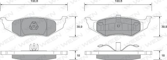 Ween 151-2495 - Комплект спирачно феродо, дискови спирачки vvparts.bg