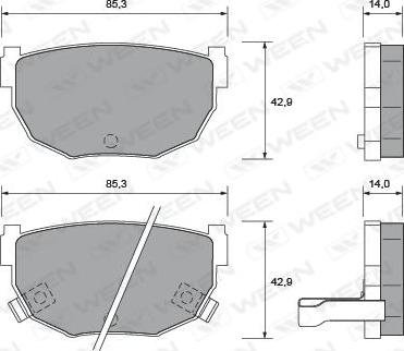 Ween 151-2406 - Комплект спирачно феродо, дискови спирачки vvparts.bg