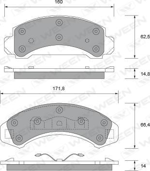 Ween 151-2413 - Комплект спирачно феродо, дискови спирачки vvparts.bg