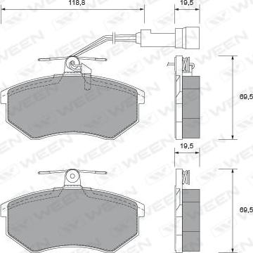 Ween 151-2438 - Комплект спирачно феродо, дискови спирачки vvparts.bg