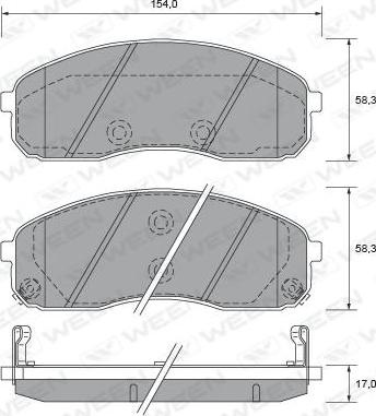 Ween 151-2593 - Комплект спирачно феродо, дискови спирачки vvparts.bg