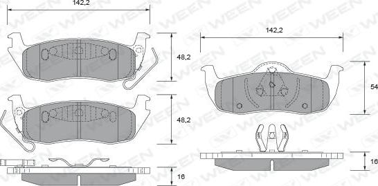 Ween 151-2506 - Комплект спирачно феродо, дискови спирачки vvparts.bg