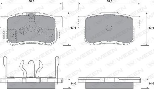 Ween 151-2589 - Комплект спирачно феродо, дискови спирачки vvparts.bg