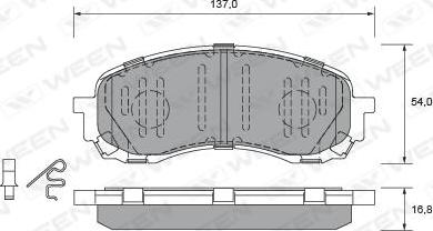 Ween 151-2575 - Комплект спирачно феродо, дискови спирачки vvparts.bg
