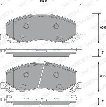 Ween 151-2690 - Комплект спирачно феродо, дискови спирачки vvparts.bg