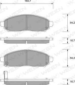 Ween 151-2095 - Комплект спирачно феродо, дискови спирачки vvparts.bg