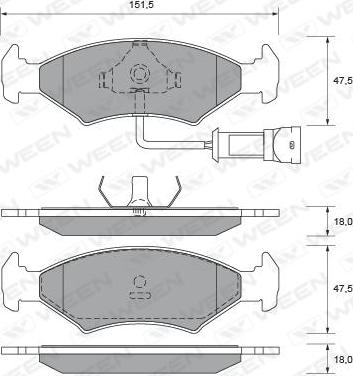 Ween 151-2055 - Комплект спирачно феродо, дискови спирачки vvparts.bg