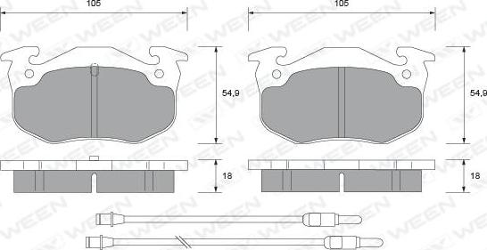 Ween 151-2142 - Комплект спирачно феродо, дискови спирачки vvparts.bg