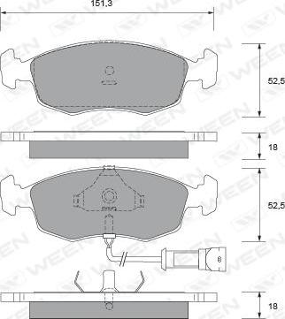 Ween 151-2101 - Комплект спирачно феродо, дискови спирачки vvparts.bg