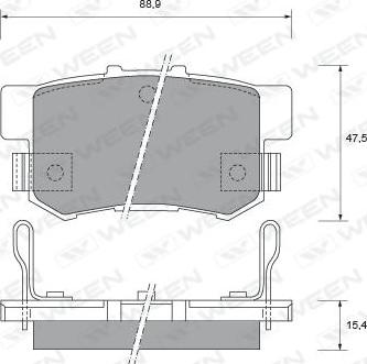 Ween 151-2186 - Комплект спирачно феродо, дискови спирачки vvparts.bg