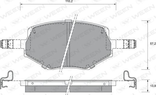 Ween 151-2123 - Комплект спирачно феродо, дискови спирачки vvparts.bg