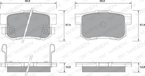 Ween 151-2170 - Комплект спирачно феродо, дискови спирачки vvparts.bg