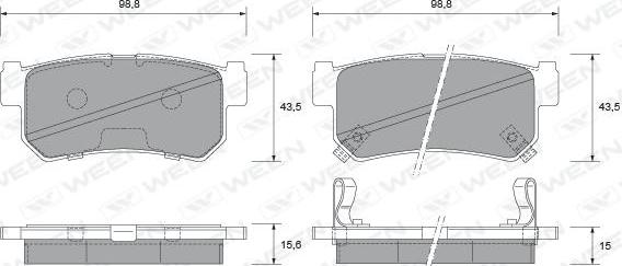 Ween 151-2344 - Комплект спирачно феродо, дискови спирачки vvparts.bg