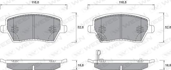 Ween 151-2358 - Комплект спирачно феродо, дискови спирачки vvparts.bg