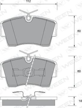 Ween 151-2352 - Комплект спирачно феродо, дискови спирачки vvparts.bg