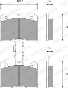 Ween 151-2363 - Комплект спирачно феродо, дискови спирачки vvparts.bg