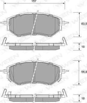 Ween 151-2335 - Комплект спирачно феродо, дискови спирачки vvparts.bg