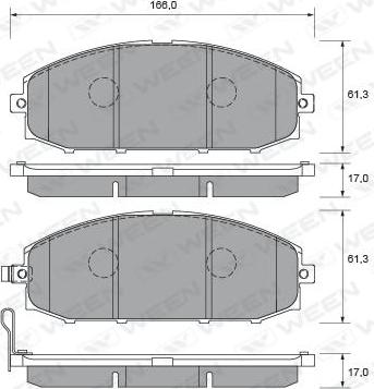 Ween 151-2325 - Комплект спирачно феродо, дискови спирачки vvparts.bg