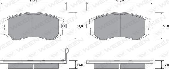 Ween 151-2299 - Комплект спирачно феродо, дискови спирачки vvparts.bg