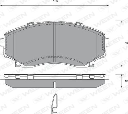 Ween 151-2297 - Комплект спирачно феродо, дискови спирачки vvparts.bg