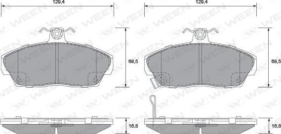 Ween 151-2243 - Комплект спирачно феродо, дискови спирачки vvparts.bg