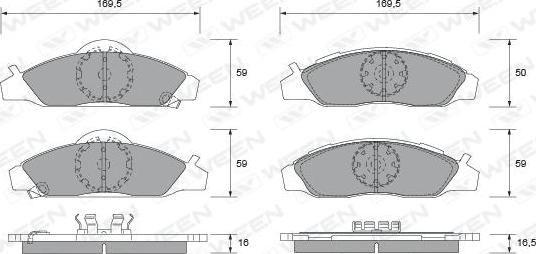 Ween 151-2256 - Комплект спирачно феродо, дискови спирачки vvparts.bg
