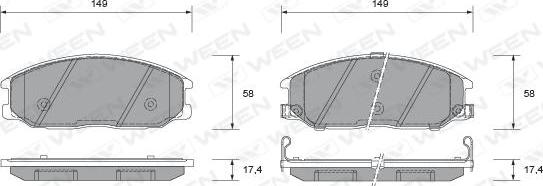 Ween 151-2268 - Комплект спирачно феродо, дискови спирачки vvparts.bg