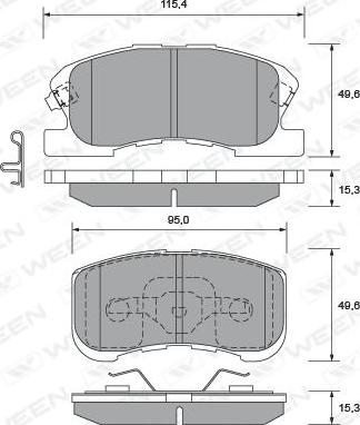 Ween 151-2209 - Комплект спирачно феродо, дискови спирачки vvparts.bg