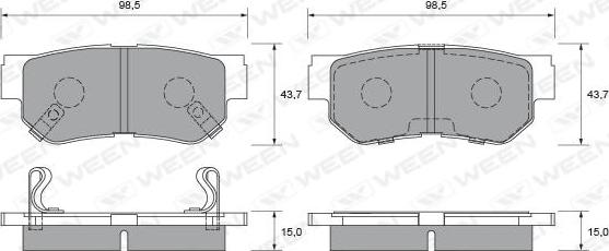 Ween 151-2234 - Комплект спирачно феродо, дискови спирачки vvparts.bg