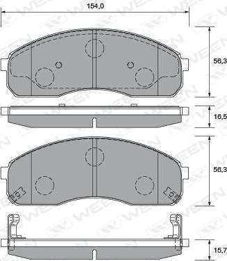 Ween 151-2237 - Комплект спирачно феродо, дискови спирачки vvparts.bg