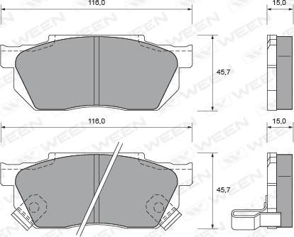 Ween 151-2225 - Комплект спирачно феродо, дискови спирачки vvparts.bg