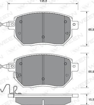 Ween 151-2228 - Комплект спирачно феродо, дискови спирачки vvparts.bg