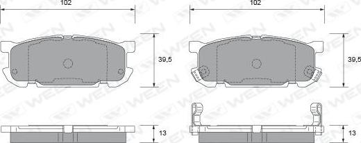 Ween 151-2273 - Комплект спирачно феродо, дискови спирачки vvparts.bg