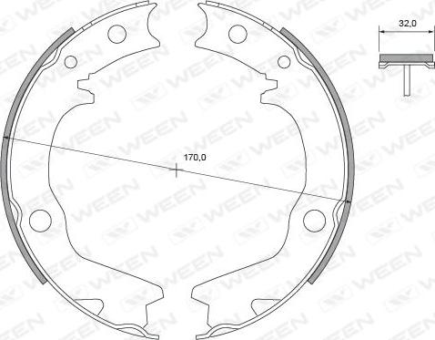 Ween 152-2489 - Комплект спирачна челюст, ръчна спирачка vvparts.bg