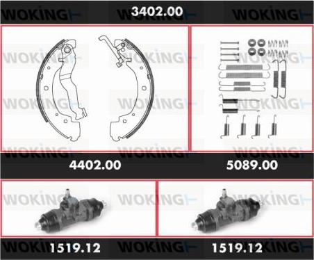 Woking 3402.00 - Комплект спирачна челюст vvparts.bg