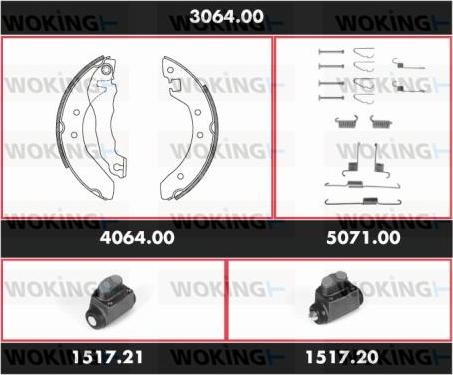 Woking 3064.00 - Комплект спирачна челюст vvparts.bg