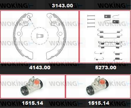 Woking 3143.00 - Комплект спирачна челюст vvparts.bg