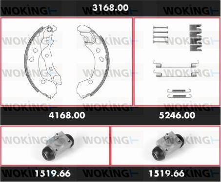 Woking 3168.00 - Комплект спирачна челюст vvparts.bg