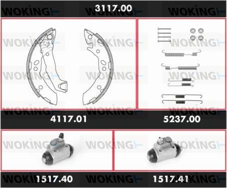 Woking 3117.00 - Комплект спирачна челюст vvparts.bg