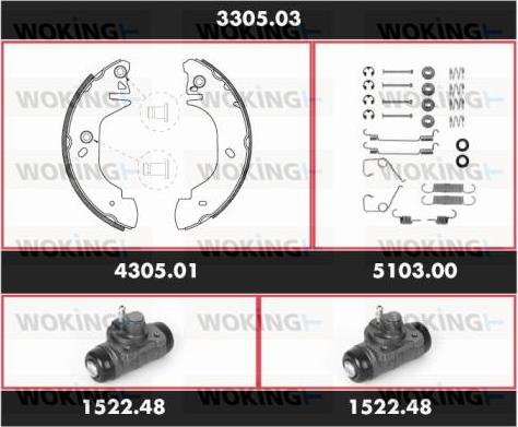 Woking 3305.03 - Комплект спирачна челюст vvparts.bg