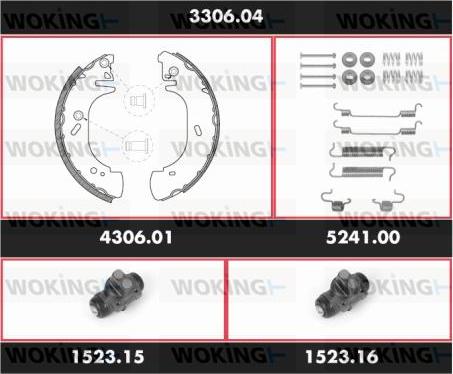 Woking 3306.04 - Комплект спирачна челюст vvparts.bg