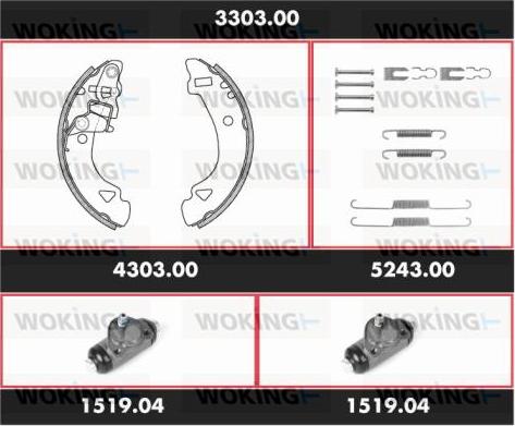 Woking 3303.00 - Комплект спирачна челюст vvparts.bg