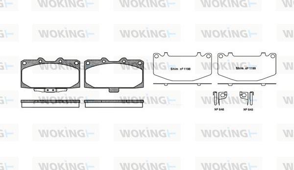 Woking P4993.12 - Комплект спирачно феродо, дискови спирачки vvparts.bg