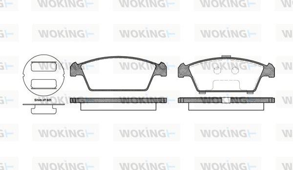 Woking P5593.00 - Комплект спирачно феродо, дискови спирачки vvparts.bg