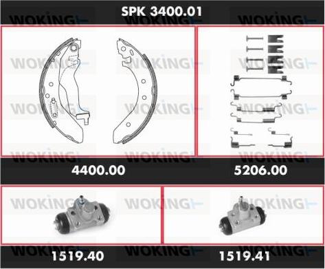 Woking SPK 3400.01 - Комплект спирачна челюст vvparts.bg