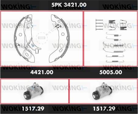 Woking SPK 3421.00 - Комплект спирачна челюст vvparts.bg