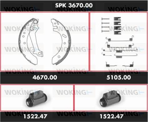 Woking SPK 3670.00 - Комплект спирачна челюст vvparts.bg
