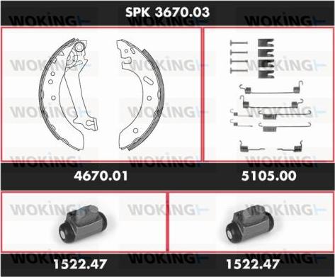 Woking SPK 3670.03 - Комплект спирачна челюст vvparts.bg